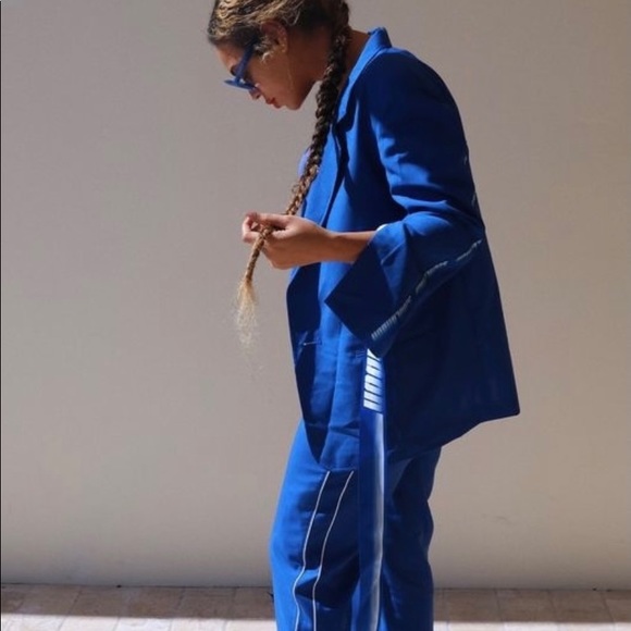 D-Antidote Hanging-Tab Blue Wool-Blend Blazer - Picture 7 of 7